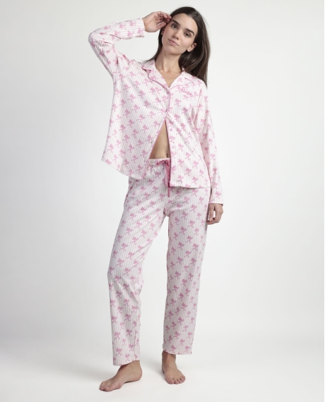 BARBIE Pijama Manga Larga Abierto Coquette Barbie para Mujer ROSA