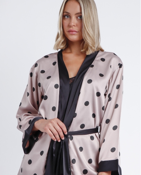 ADMAS CLASSIC Bata Manga Larga Elegant Dots para Mujer PIEDRA 2