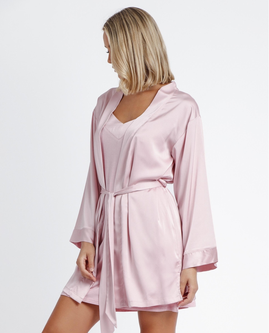 ADMAS CLASSIC Bata Manga Larga Satin Bands para Mujer PETALO