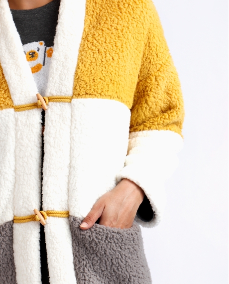 ADMAS Bata Parches Manga Larga Calentita Warm Hugs para Mujer MOSTAZA 2