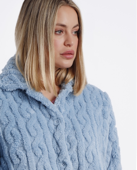 ADMAS GARDEN Bata Manga Larga Calentita Chains para Mujer AZUL 2