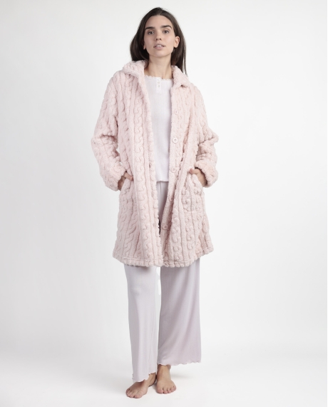 ADMAS GARDEN Bata Manga Larga Calentita Chains para Mujer ROSA