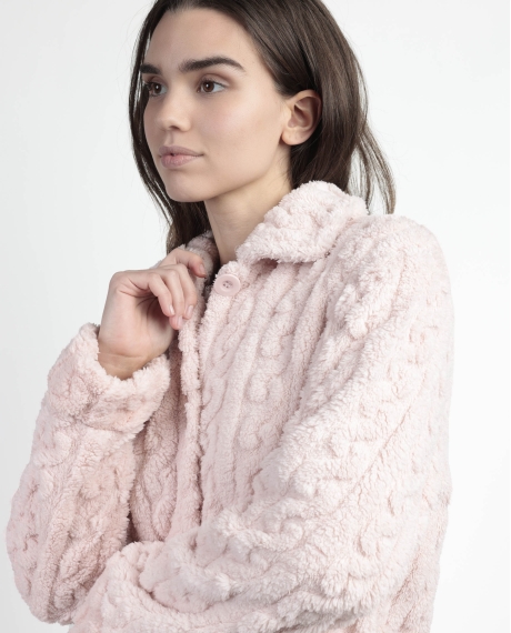 ADMAS GARDEN Bata Manga Larga Calentita Chains para Mujer ROSA 2