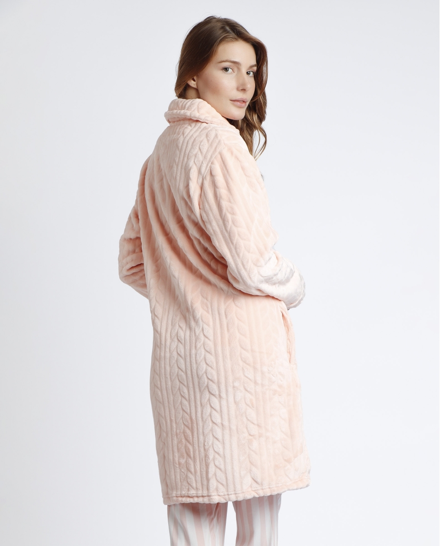 ADMAS GARDEN Bata Manga Larga Calentita Thank You para Mujer CORAL