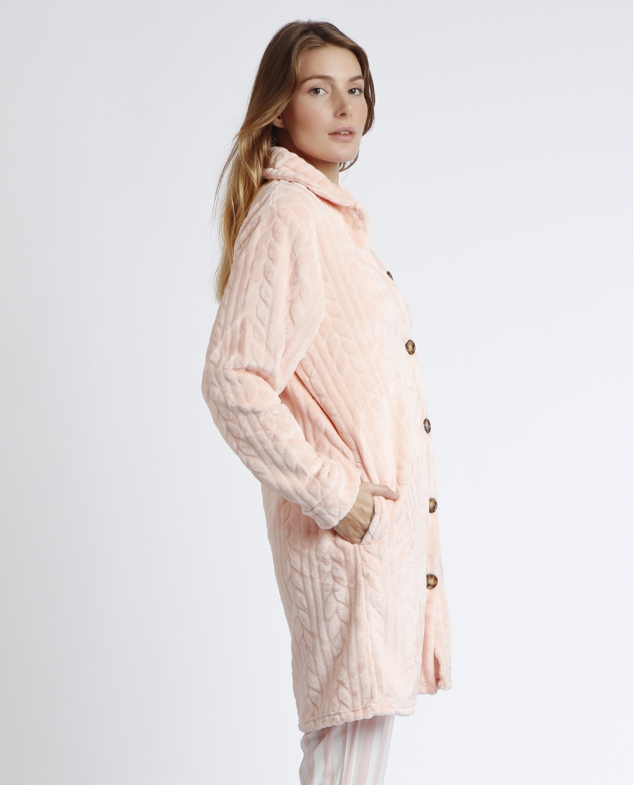 ADMAS GARDEN Bata Manga Larga Calentita Thank You para Mujer CORAL