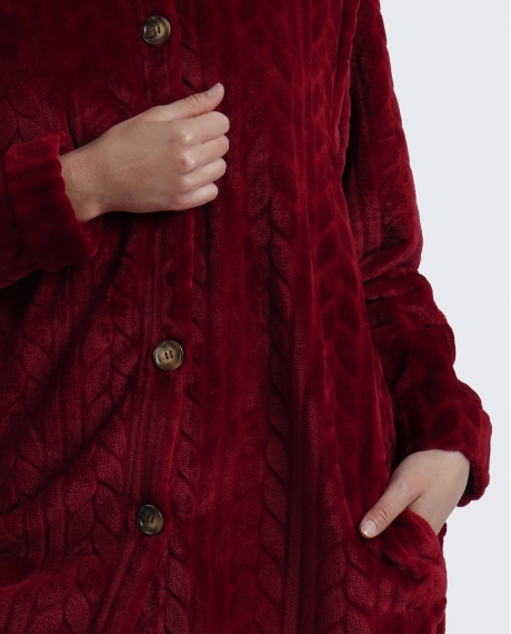 ADMAS GARDEN Bata Manga Larga Calentita Thank You para Mujer CARMÍN 2