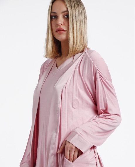 ADMAS CLASSIC Bata Manga Larga Satin Bands para Mujer PETALO 2