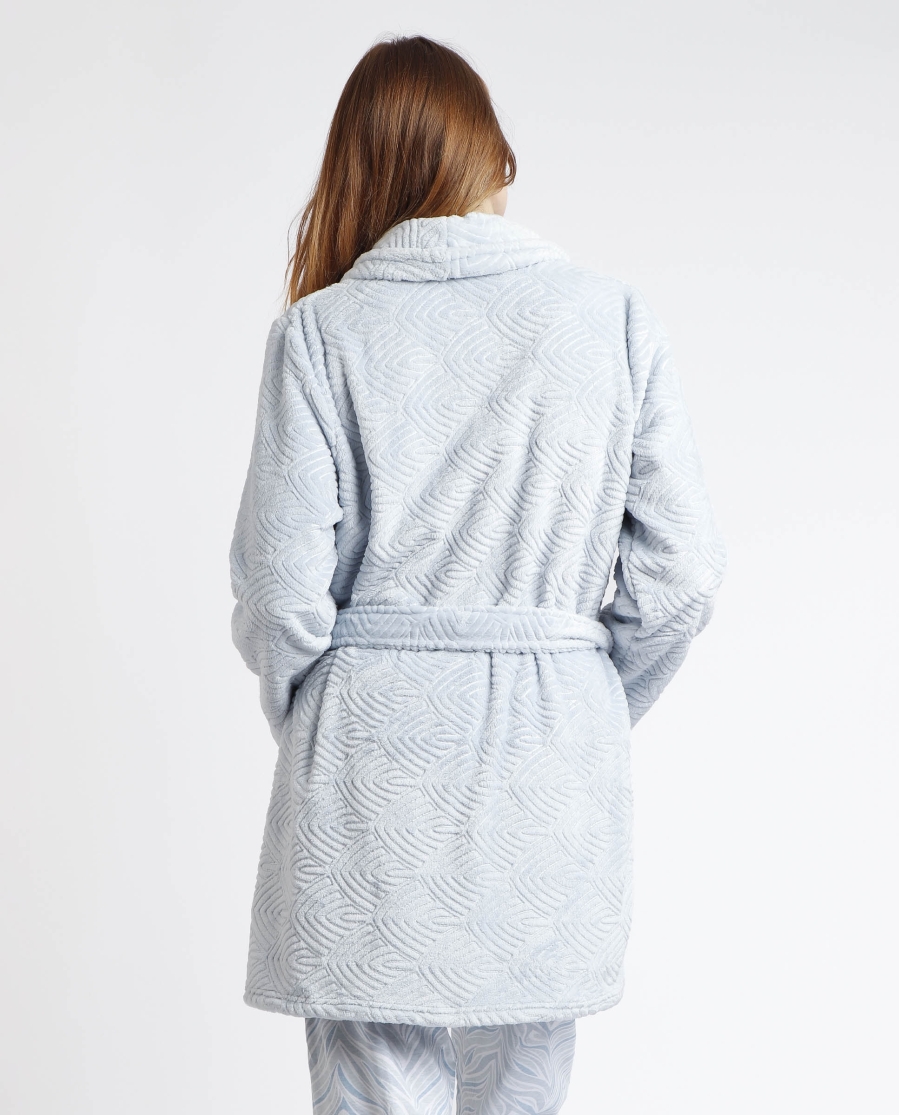 ADMAS CLASSIC Bata Manga Larga Calentita Forever Together para Mujer CIELO