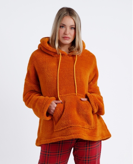 ADMAS Sudadera Manga Larga Calentita Corel Capucha para Mujer OCRE