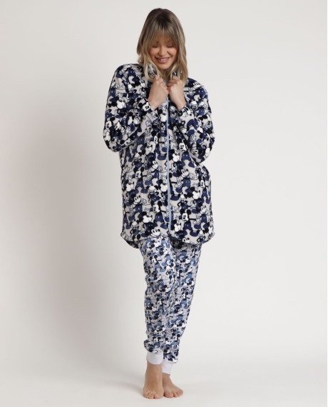 DISNEY Bata Manga Larga Calentita Mickey Jeans para Mujer AZUL