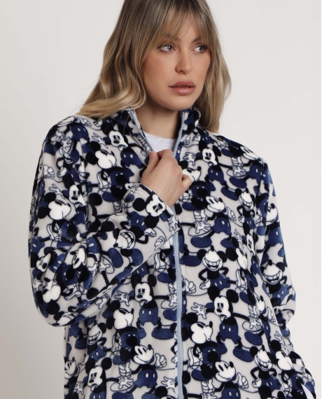 DISNEY Bata Manga Larga Calentita Mickey Jeans para Mujer AZUL 2