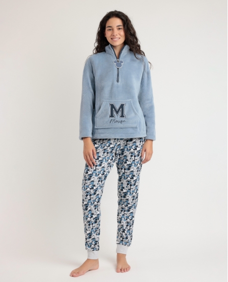DISNEY Sudadera Manga Larga Calentita Mickey Jeans para Mujer AZUL