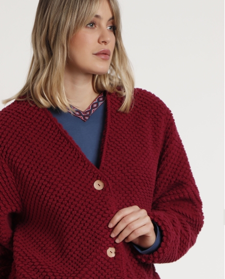 ADMAS GARDEN Bata Manga Larga Calentita Let´s Get Lost para Mujer BURDEOS 2