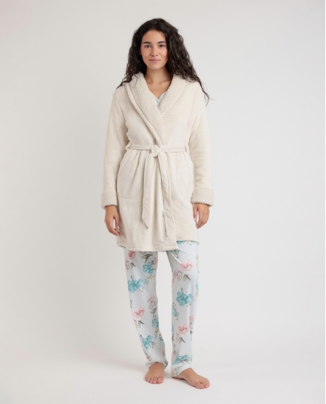 ADMAS GARDEN Bata Manga Larga Dreams Climbing Flowers para Mujer PIEDRA