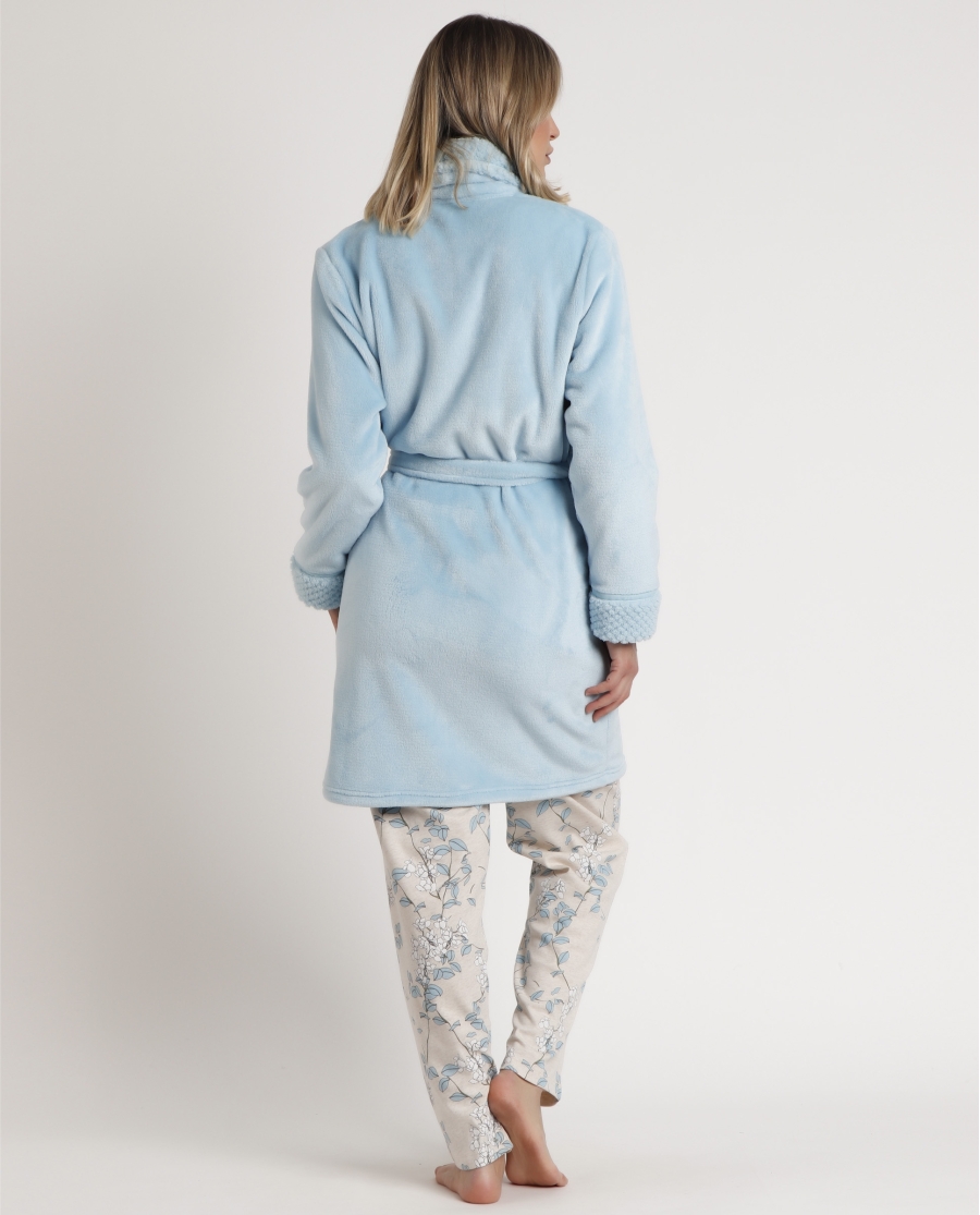 ADMAS GARDEN Bata Manga Larga Dreams Climbing Flowers para Mujer AZUL