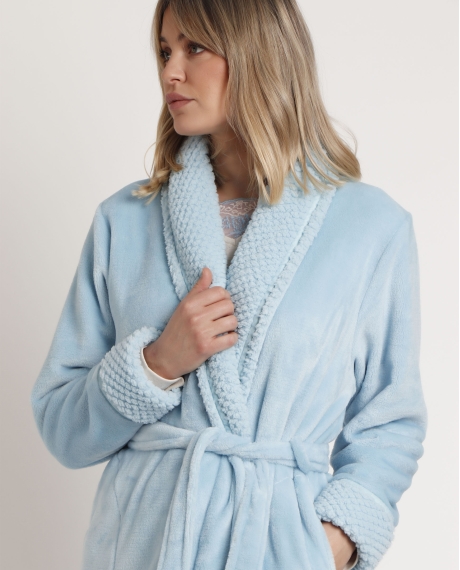 ADMAS GARDEN Bata Manga Larga Dreams Climbing Flowers para Mujer AZUL 2