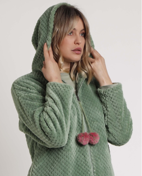 ADMAS Bata Manga Larga Calentita Art Is Life para Mujer VERDE HOJA 2