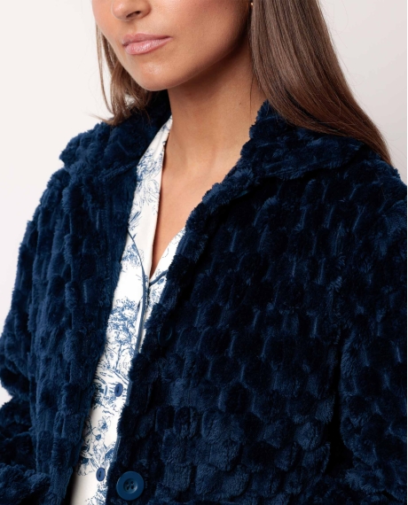 ADMAS CLASSIC Bata Manga Larga Calentita Soft Sleep para Mujer AZUL 2