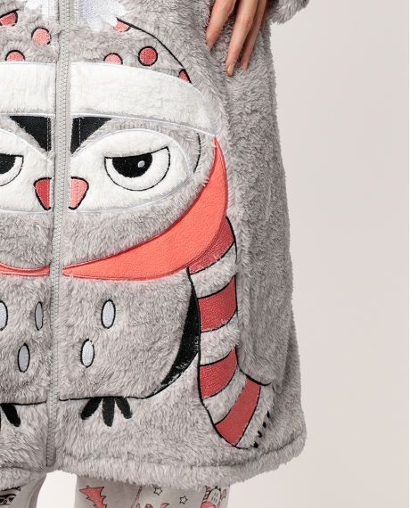 ADMAS Bata Manga Larga Calentita Winter Owl para Mujer GRIS JASPE 2