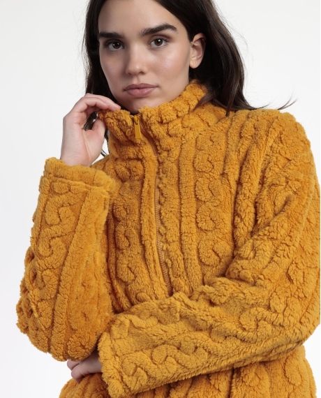 ADMAS Bata Manga Larga Calentita Lou Lou Returns para Mujer MOSTAZA 2