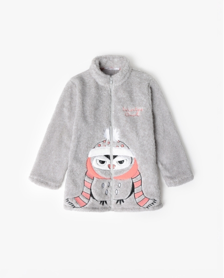 ADMAS Bata Manga Larga Calentita Winter Owl para Niña GRIS JASPE