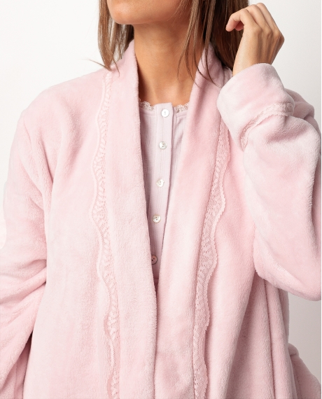 ADMAS CLASSIC Bata Manga Larga Calentita Romantic para Mujer ROSA 2