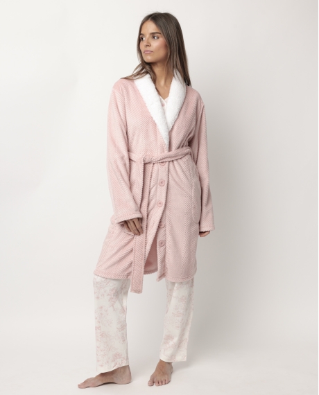 ADMAS CLASSIC Bata Manga Larga Calentita Luxury Leaves para Mujer MAQUILLAJE