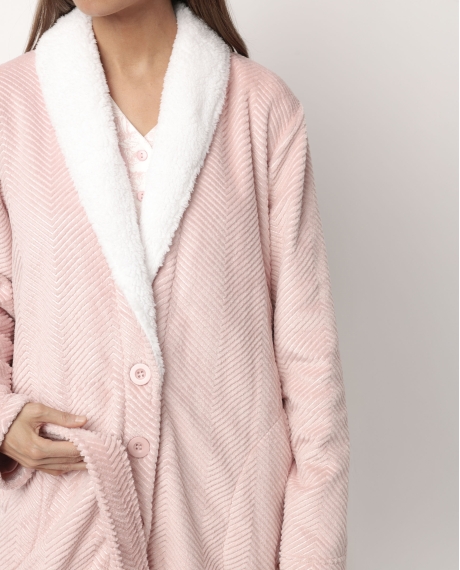 ADMAS CLASSIC Bata Manga Larga Calentita Luxury Leaves para Mujer MAQUILLAJE 2