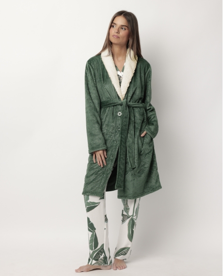 ADMAS CLASSIC Bata Manga Larga Calentita Luxury Leaves para Mujer HOJAS