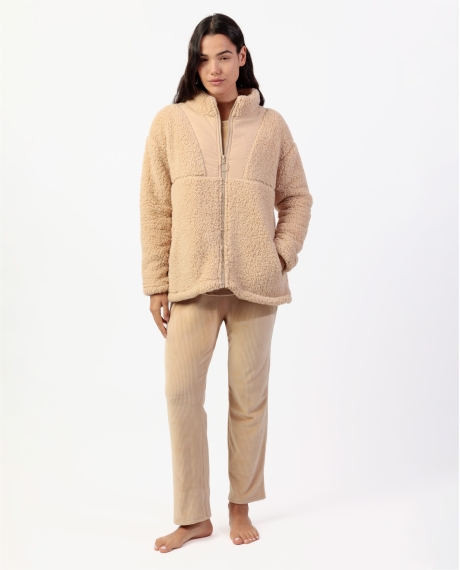 ADMAS HOME Bata Manga Larga Calentita Adm Home para Mujer BEIGE