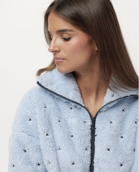 ADMAS CLASSIC Bata Manga Larga Calentita Stripes And Stars para Mujer AZUL 2