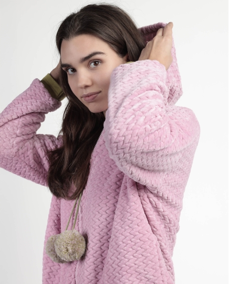 ADMAS Bata Manga Larga Calentita Smile Everyday para Mujer ROSA 2