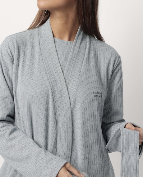 ADMAS HOME Bata Manga Larga Canalé Supersoft para Mujer AZUL 2