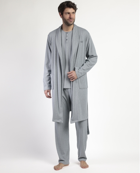 ADMAS HOME Bata Manga Larga Canalé Supersoft para Hombre AZUL