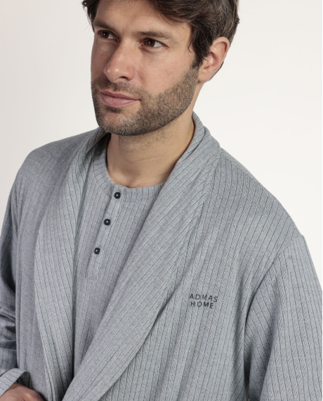 ADMAS HOME Bata Manga Larga Canalé Supersoft para Hombre AZUL 2