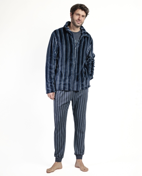 STAY AT HOME Bata Manga Larga Calentita Italic para Hombre MARINO