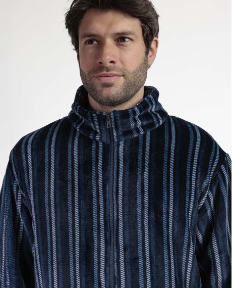 STAY AT HOME Bata Manga Larga Calentita Italic para Hombre MARINO 2