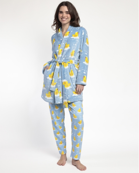 ADMAS Bata Manga Larga Calentita Sweet Duckling para Mujer AZUL