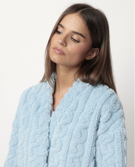 ADMAS HOME Bata Manga Larga Calentita Chains Home para Mujer AZUL 2