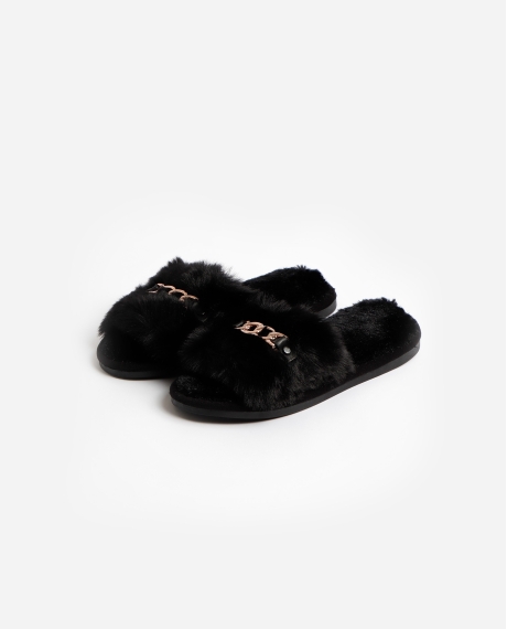 ADMAS Zapatillas De Estar Por Casa Cadena para Mujer NEGRO