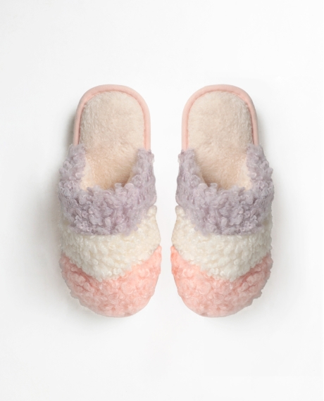 ADMAS Zapatillas De Estar Por Casa Tricolor Sherpa para Mujer, (Caja 6 unidades) SURTIDO