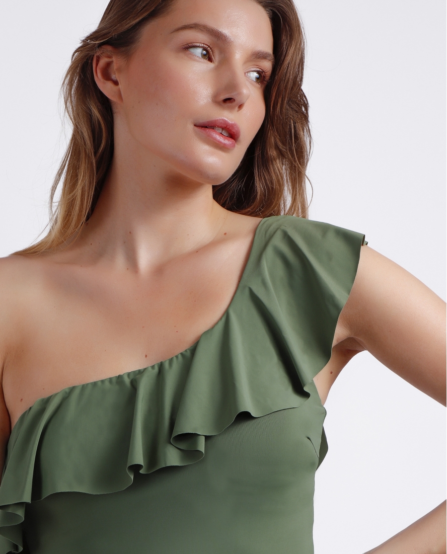 ADMAS Bañador Copas Volante Lateral para Mujer HOJAS