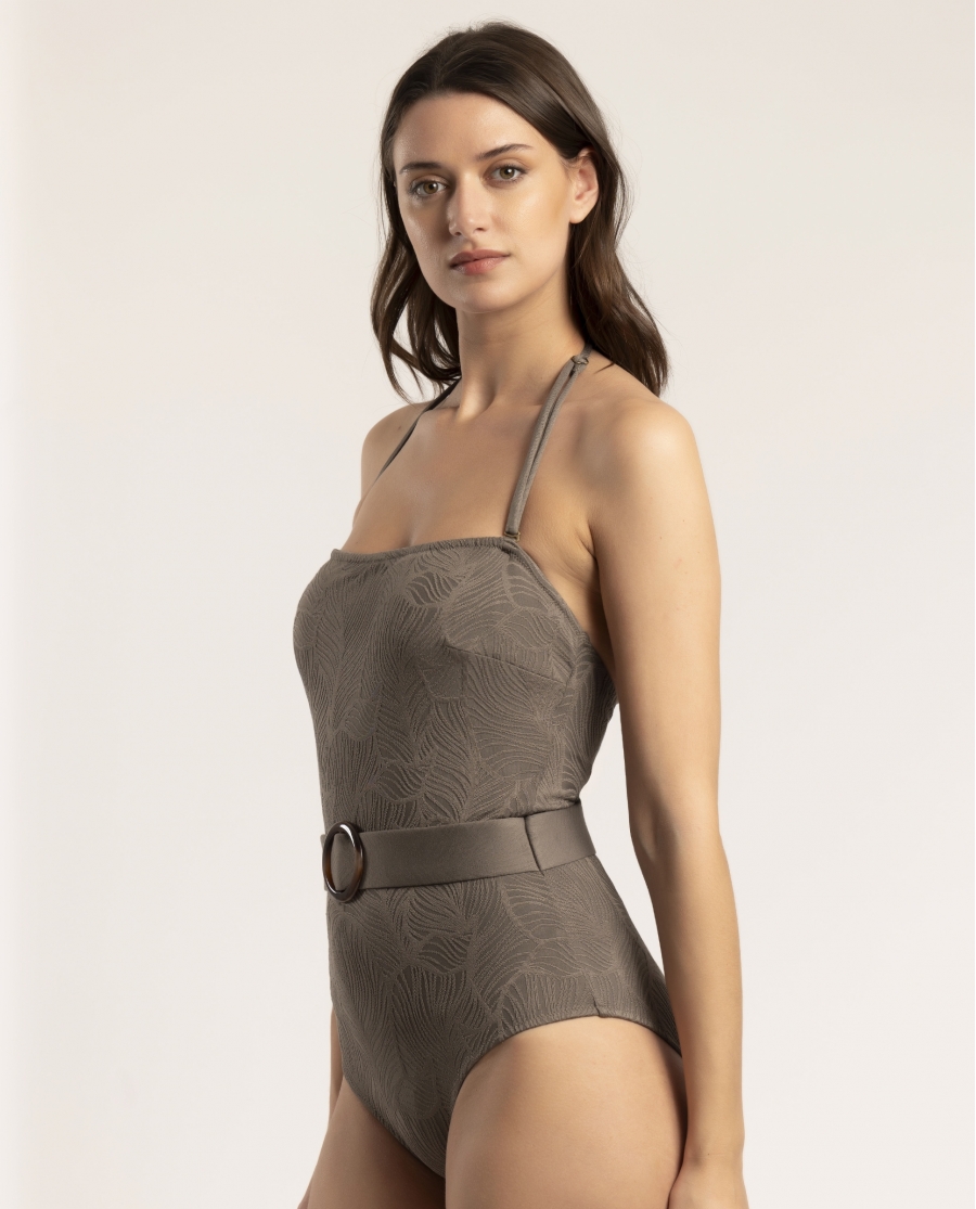 ADMAS Bañador Bandeau Fresh Leaves para Mujer CAQUI