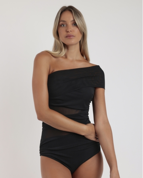 ADMAS Bañador Drapeado Cruzado Night para Mujer NEGRO