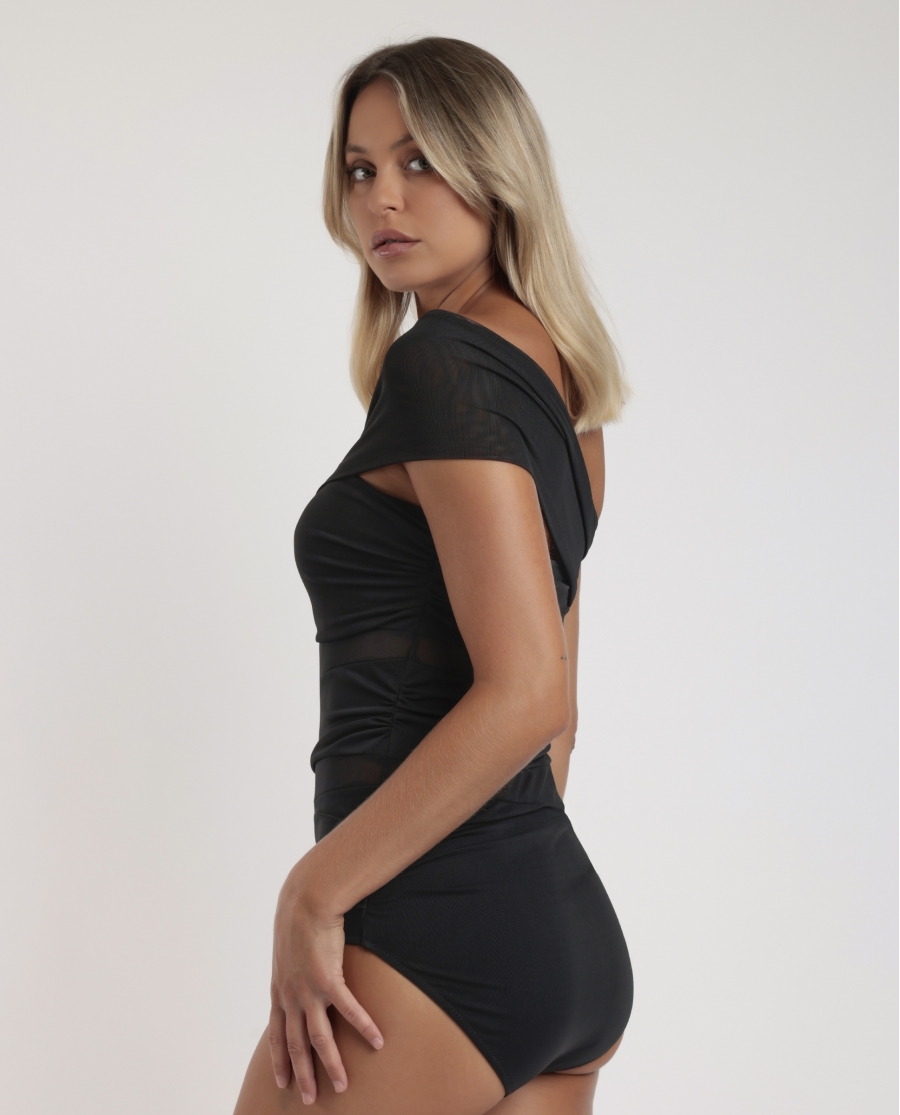 ADMAS Bañador Drapeado Cruzado Night para Mujer NEGRO