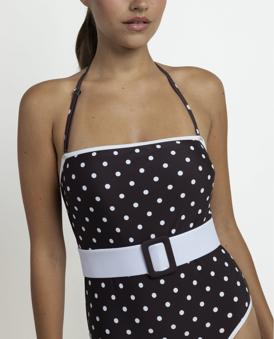 ADMAS Bañador Bandeau Brown & Dots para Mujer CHOCOLATE