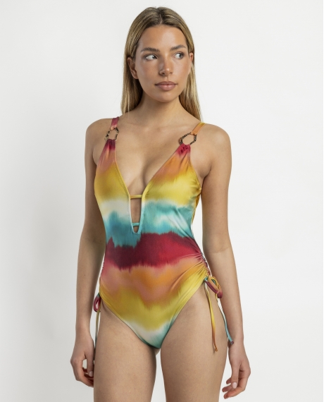 ADMAS Bañador Halter Escotado Boreal para Mujer MULTICOLOR