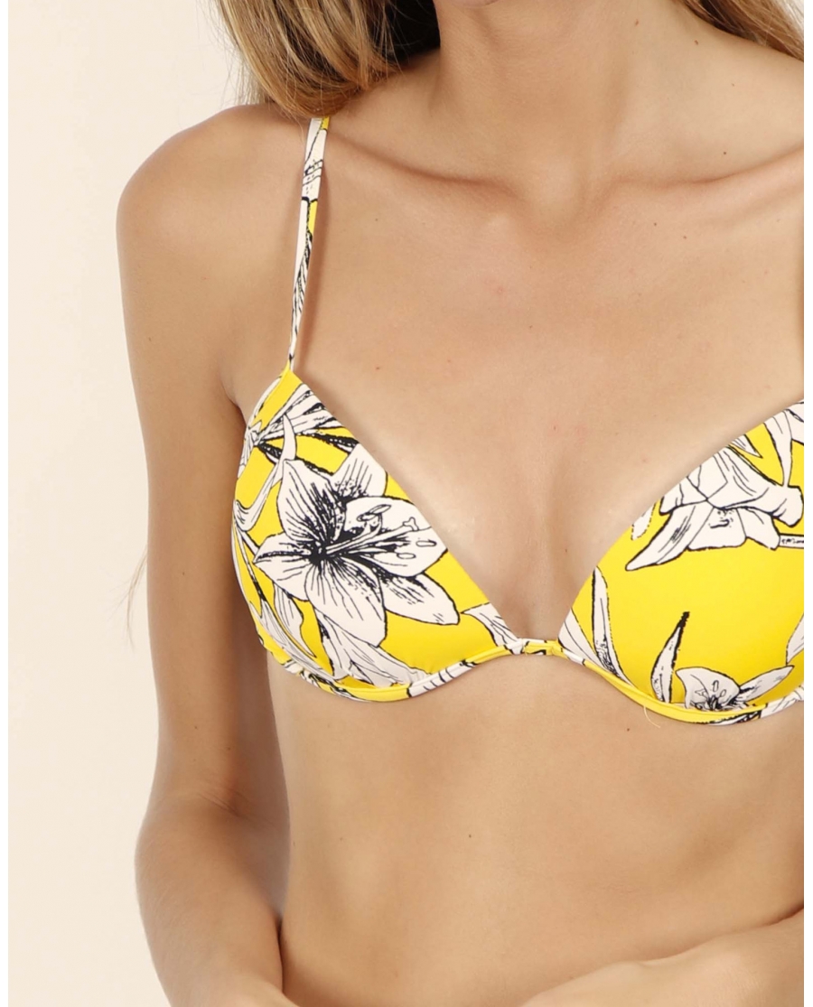ADMAS Bikini Push Up Yellow Flowers para Mujer AMARILLO