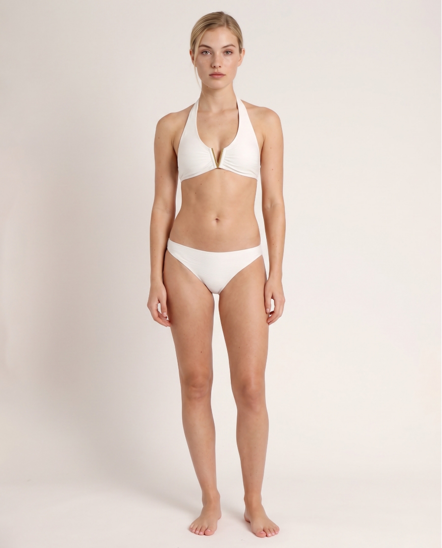 ADMAS Bikini Halter Waves para Mujer BLANCO