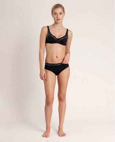 ADMAS Bikini Aro Metallic Stones para Mujer NEGRO